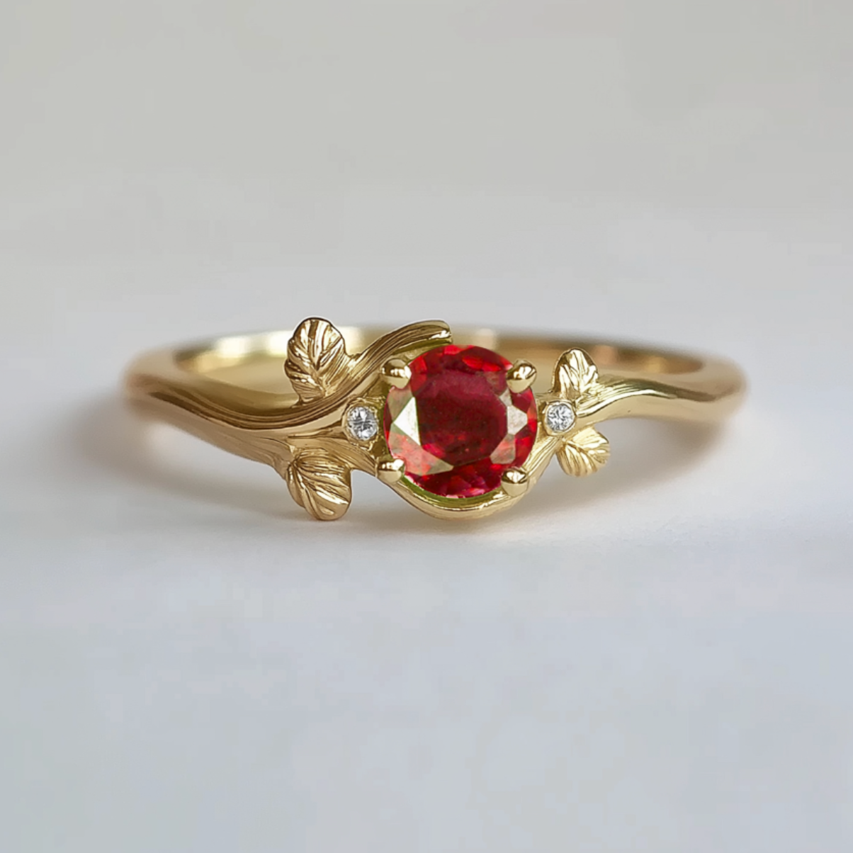 Vivienne’s Twig | Round Ruby Engagement Ring.