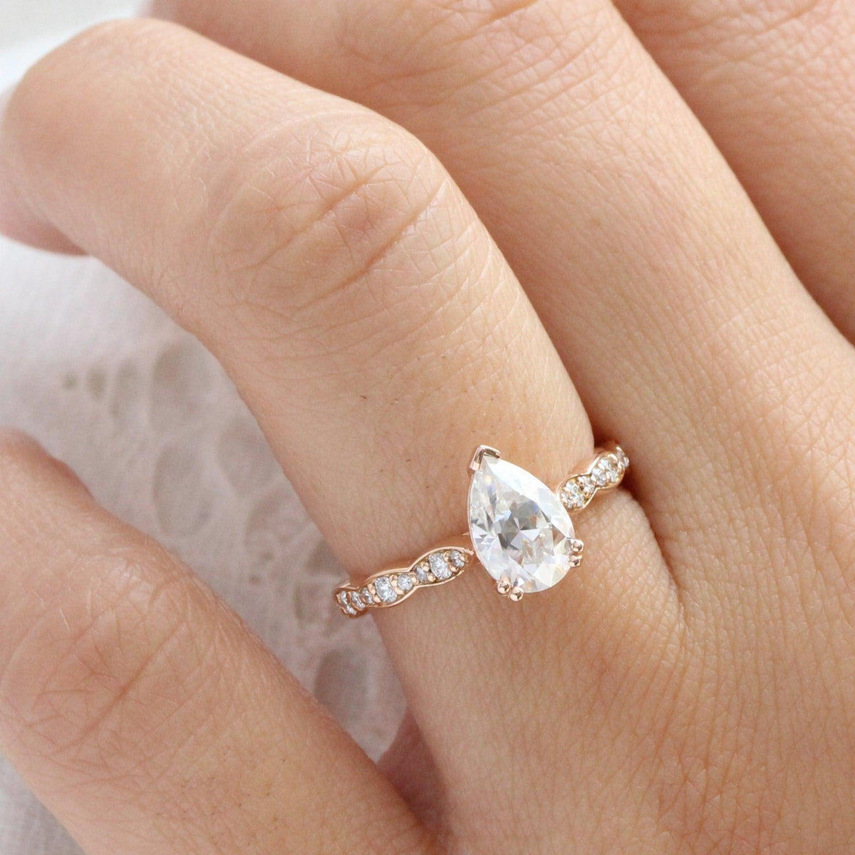 Grace’s Scallop | 1.5CT Pear Lab Diamond Solitaire Engagement Ring.