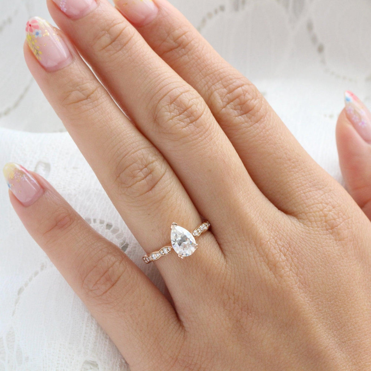 Grace’s Scallop | 1.5CT Pear Lab Diamond Solitaire Engagement Ring.