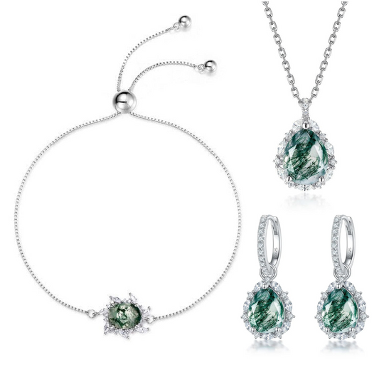 Moss Agate Ethereal Forrest Jewelry Set.