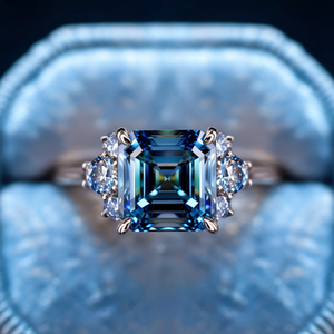 Ulissa 2CT Asscher Cut Blue Gemstone Ring