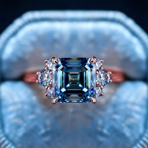 Ulissa 2CT Asscher Cut Blue Gemstone Ring