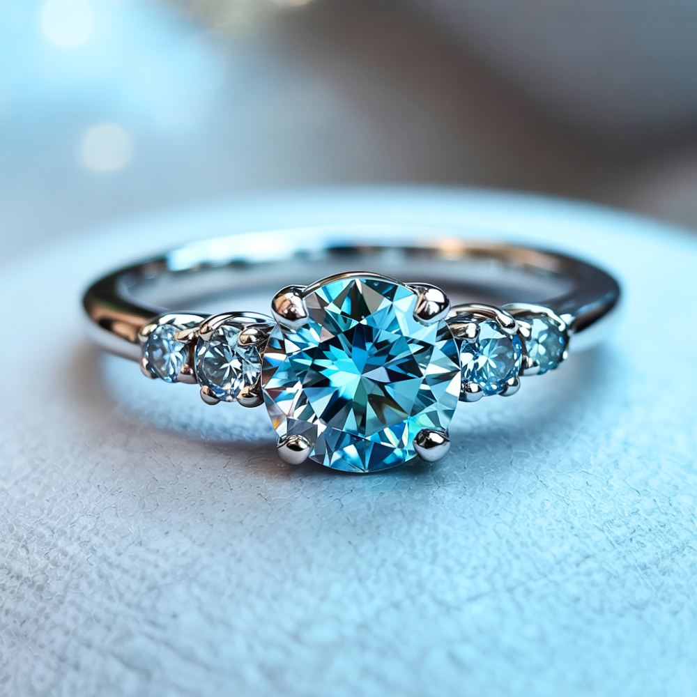 Althea  1CT Round-Cut Blue Gemstone Ring