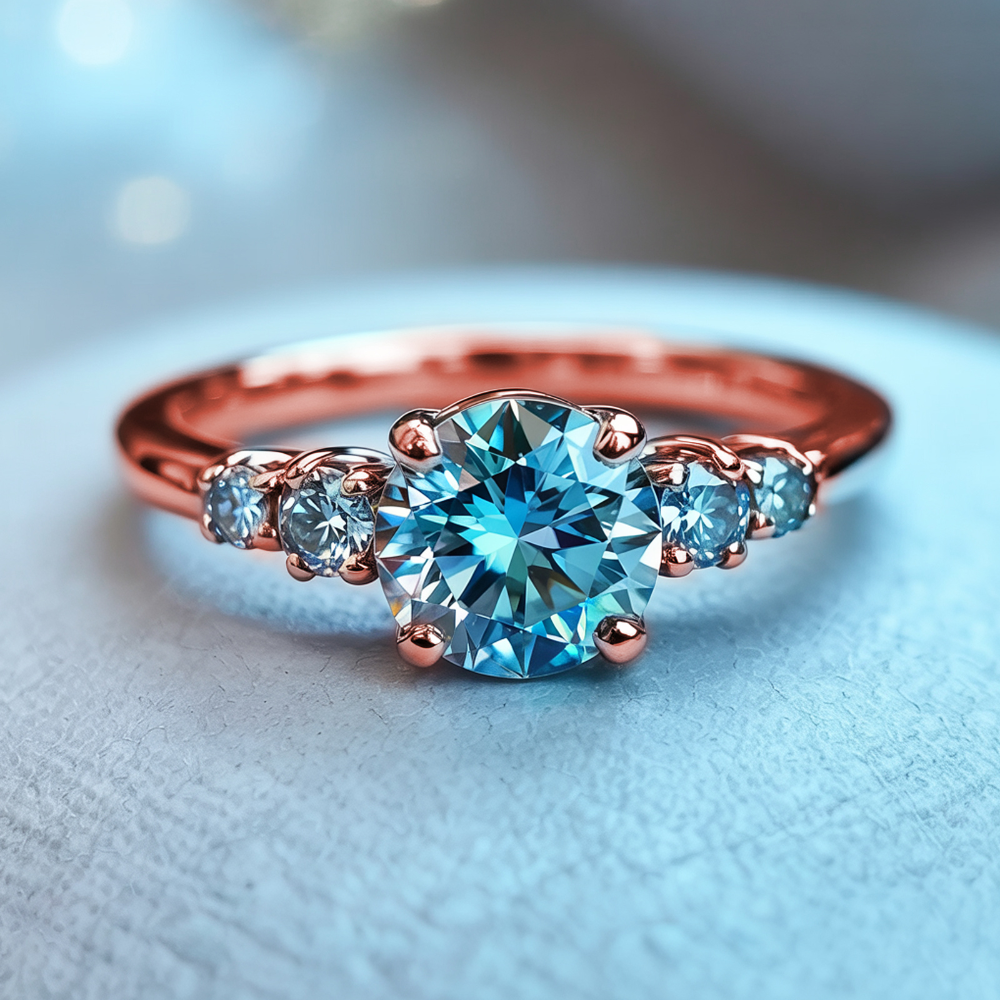 Althea  1CT Round-Cut Blue Gemstone Ring