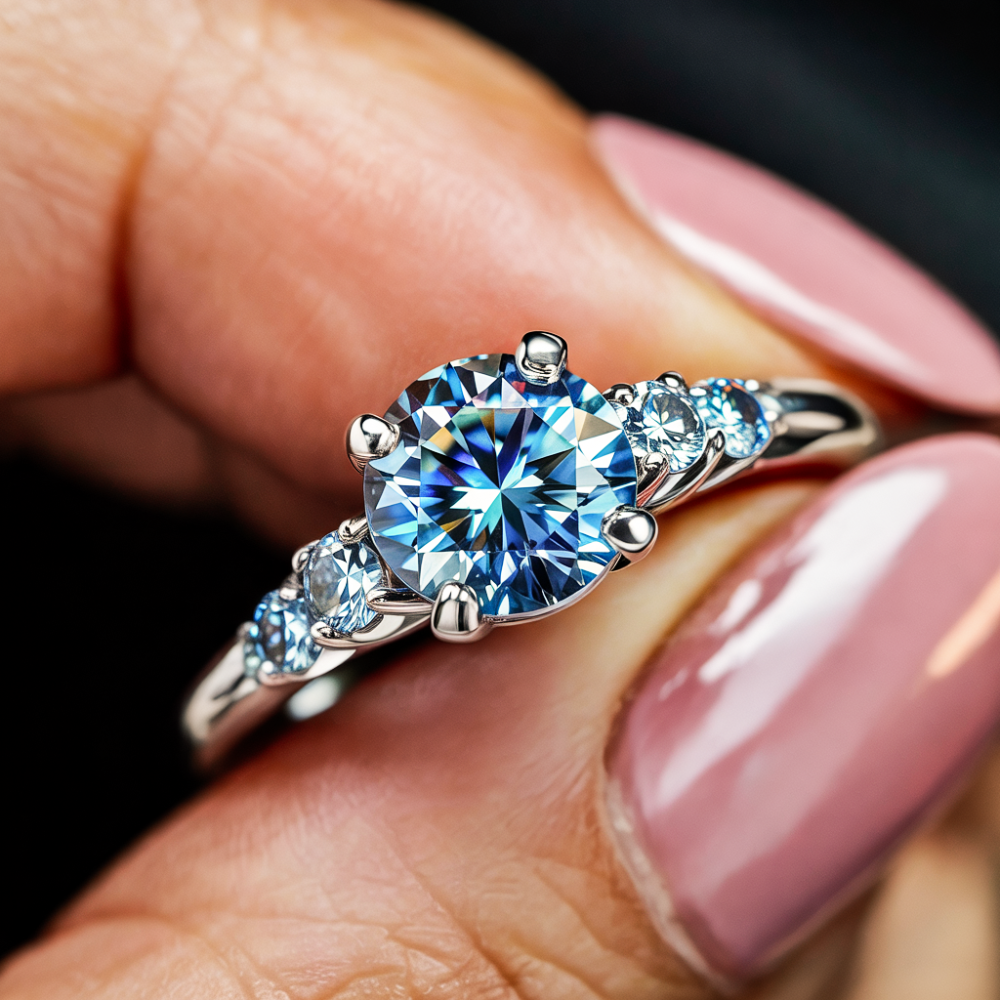Althea  1CT Round-Cut Blue Gemstone Ring