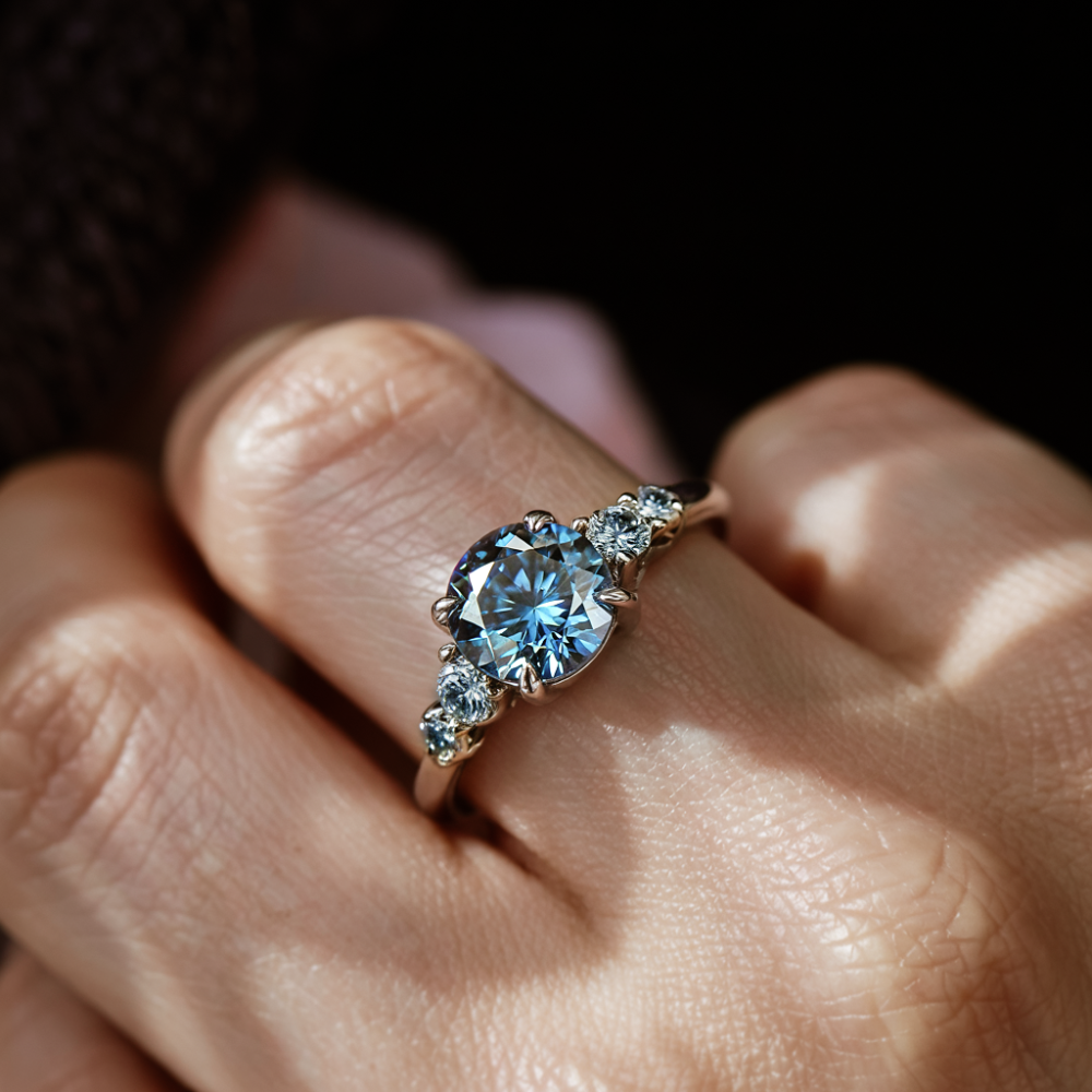 Althea  1CT Round-Cut Blue Gemstone Ring