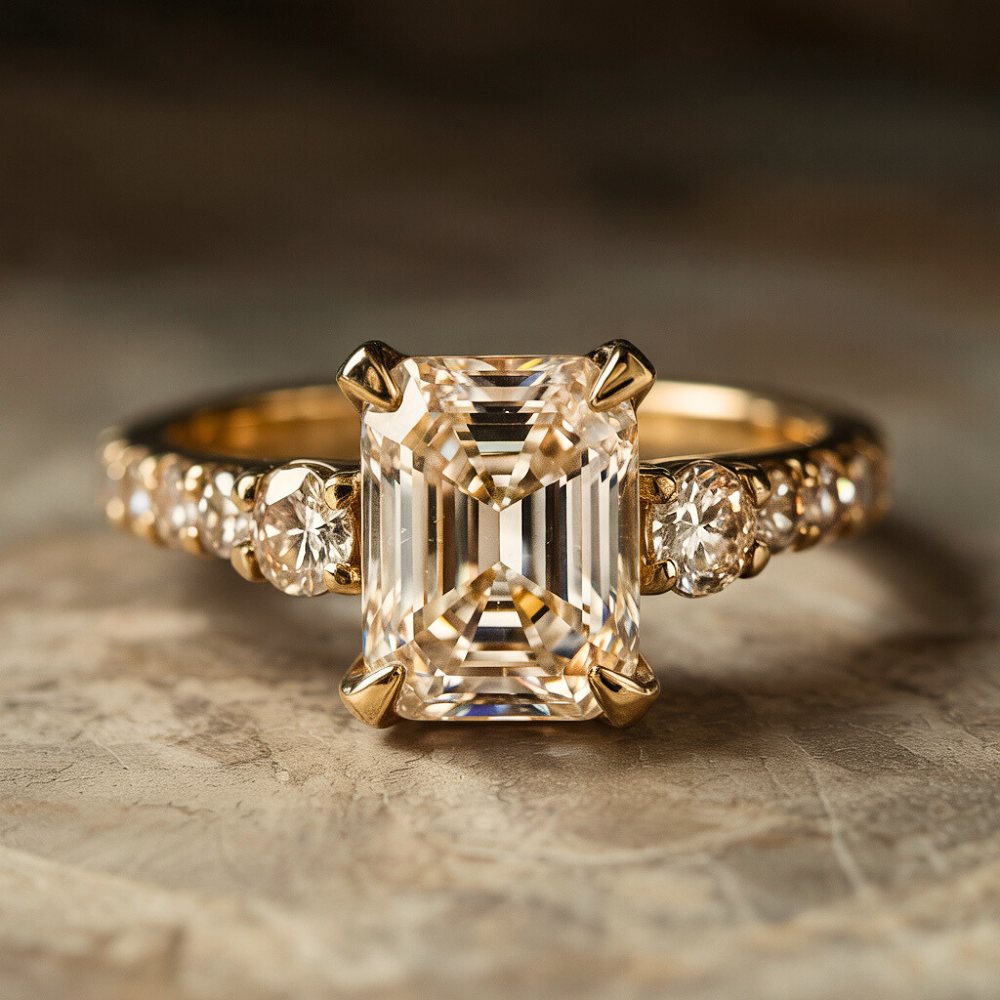 The Nova Elise 2CT Emerald Cut Moissanite Ring
