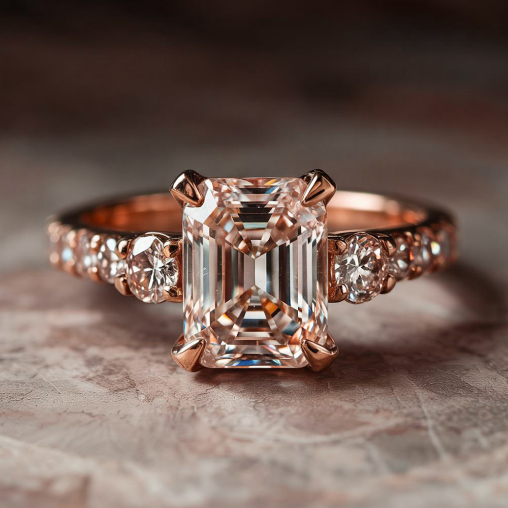 The Nova Elise 2CT Emerald Cut Moissanite Ring