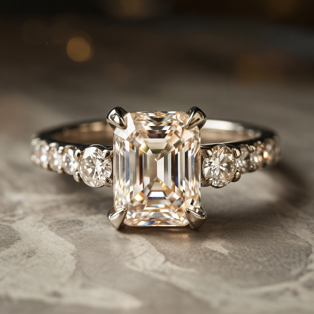 The Nova Elise 2CT Emerald Cut Moissanite Ring