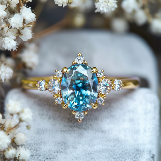Carlotta 2CT Oval Cut Blue Moissanite Ring