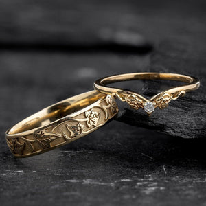 Sylvie’s Wedding Pair | His Ivy Band & Her Diamond Ring.