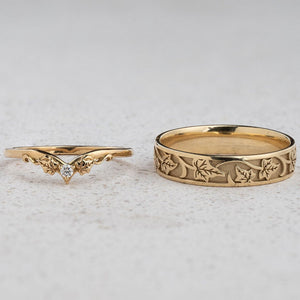 Sylvie’s Wedding Pair | His Ivy Band & Her Diamond Ring.