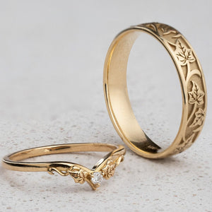 Sylvie’s Wedding Pair | His Ivy Band & Her Diamond Ring.