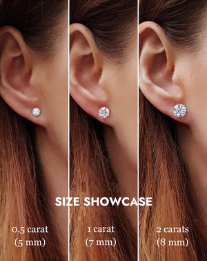 Round 6 Claw Sparkle Silver Moissanite Solitaire Stud Earrings-Unisex