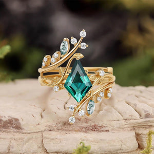 Elara’s Bower | Kite Cut Moss Agate Cage Leafy Bridal Set 2pcs.