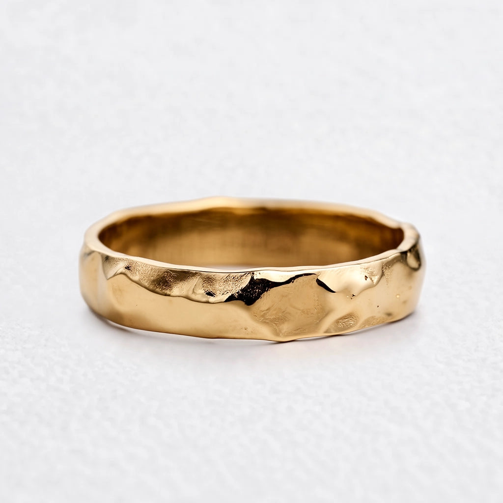 Liquid Flow | Unisex Wedding Band with Molten Texture.