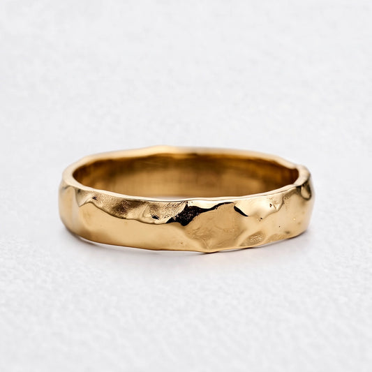 Liquid Flow | Unisex Wedding Band with Molten Texture