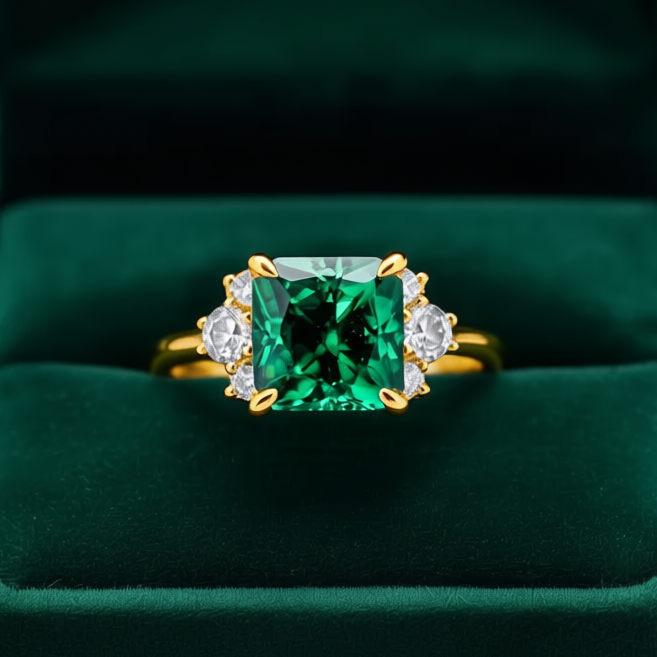 Ulissa‘s Prism | A Princess Cut Ring of Jade Light.
