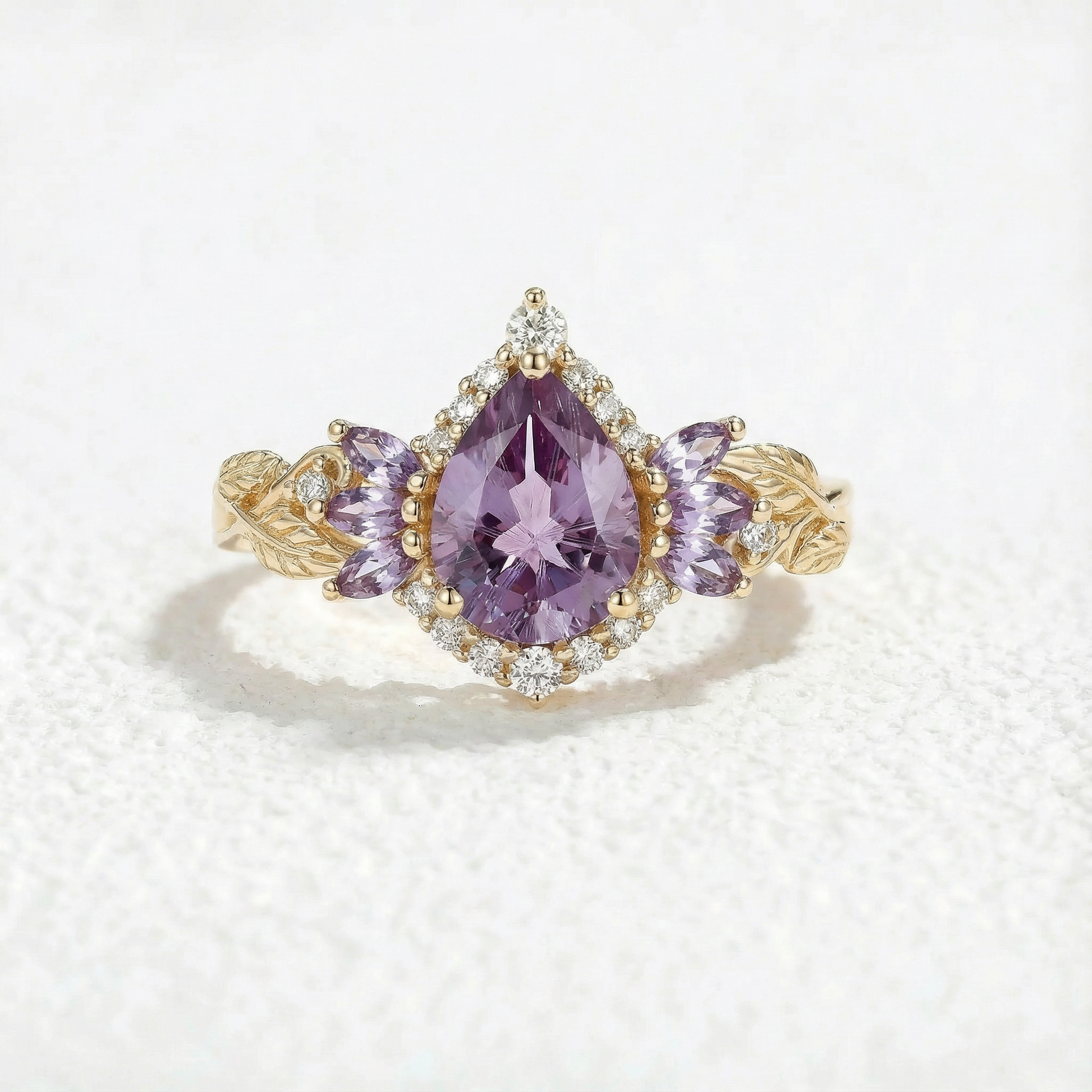 Rowan Vintage Sparkle Cut Alexandrite Halo Engagement Ring.