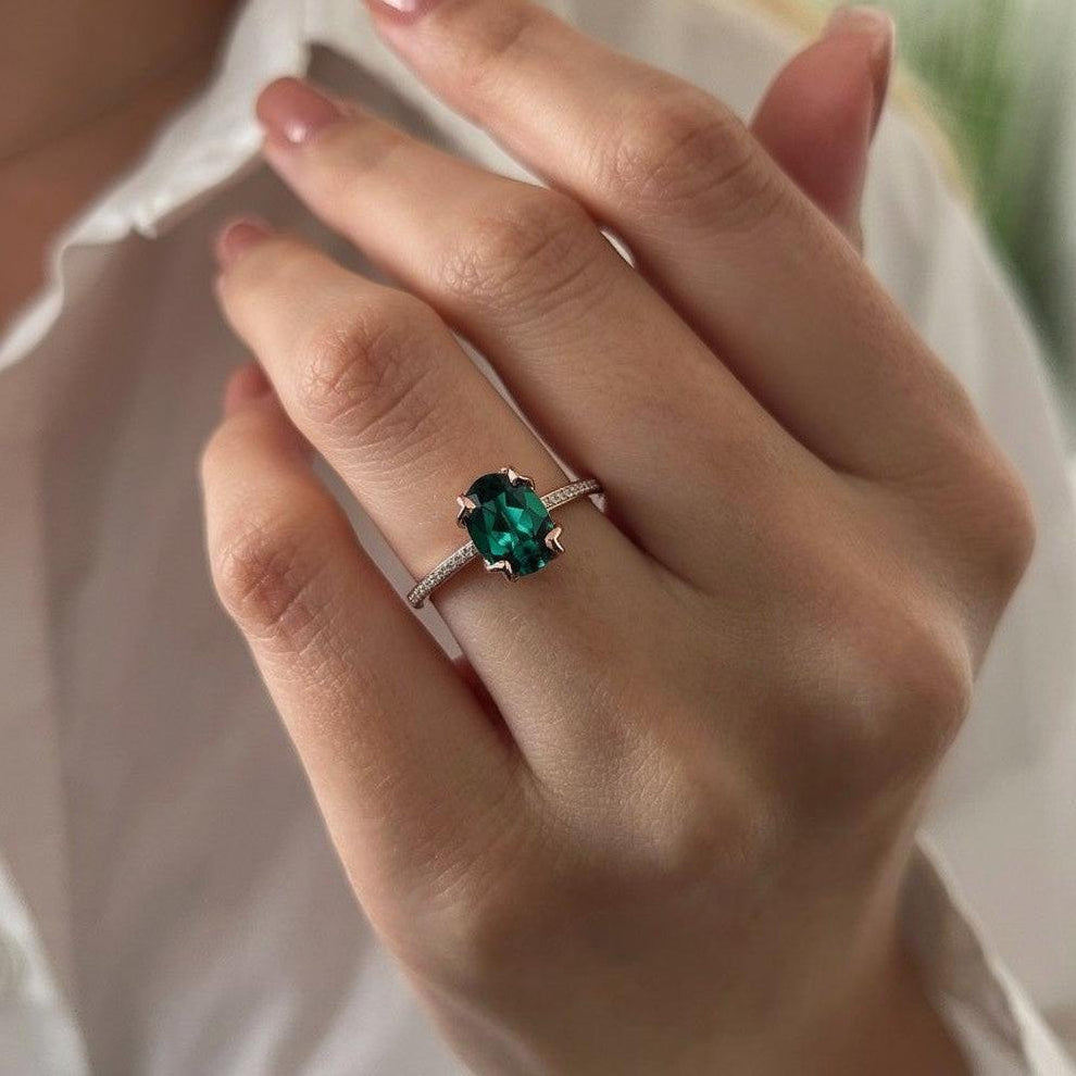 Vera's Grace | Vintage Oval Cut Natural Emerald Ring.