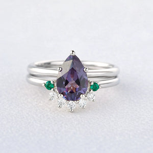 Aurora’s Gleam | Pear Lab Alexandrite Bridal Set 2pcs.