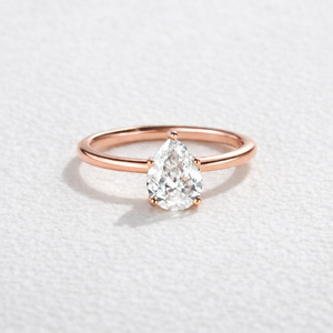 1.0ct Pear Shaped Moissanite Classic Solitaire Ring.