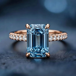 Ianthe’s Azure | 3CT Emerald‑Cut Sapphire Solitaire Engagement Ring.