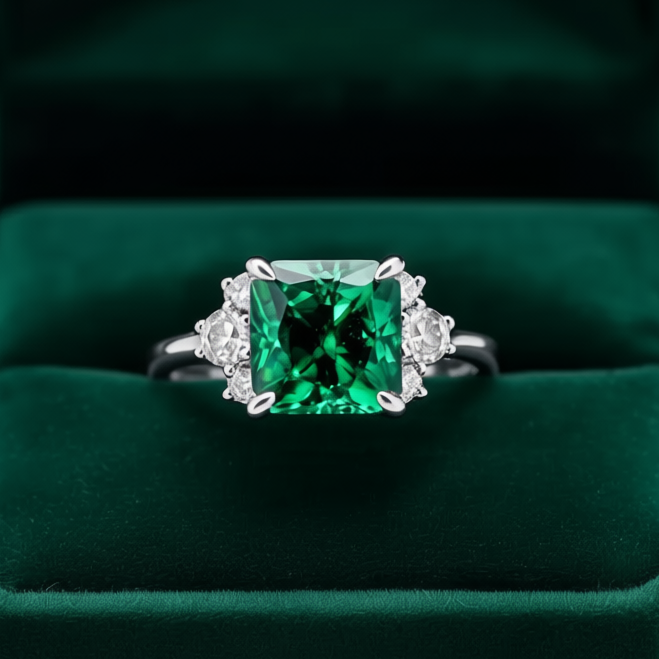 Ulissa‘s Prism | A Princess Cut Ring of Jade Light.