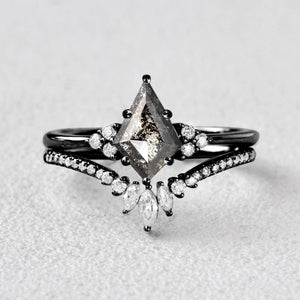 Elara’s Shadow | Kite Cut Moss Agate Black Gold  Bridal Set 2pcs.