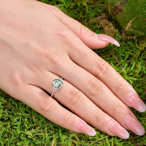 Nature Inspired Oval Cut Moss Agate Engagement Ring.