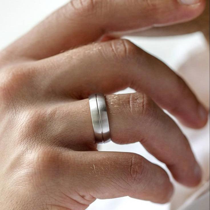 Atlas Vaulted | Architectural Brushed Men's Wedding Band.