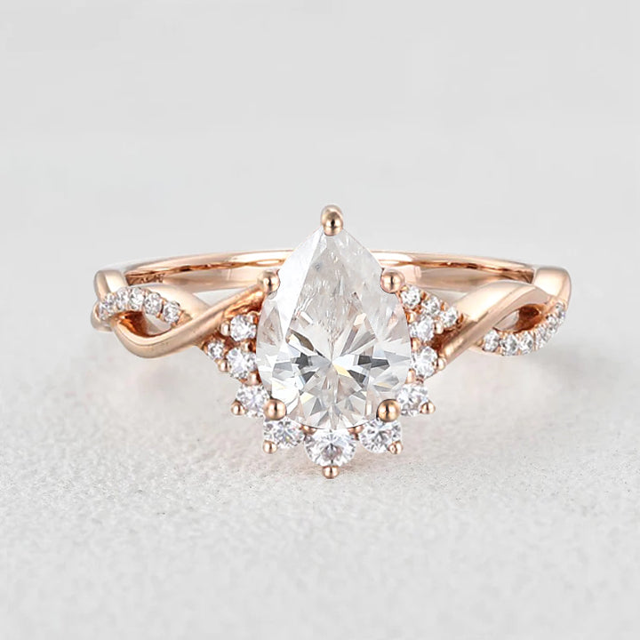 Barbara’s Grove | Pear Moss Agate Infinity Engagement Ring