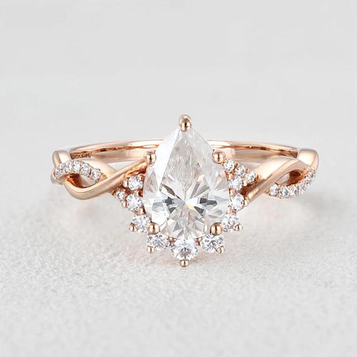 Barbara’s Grove | Pear Moss Agate Infinity Engagement Ring.