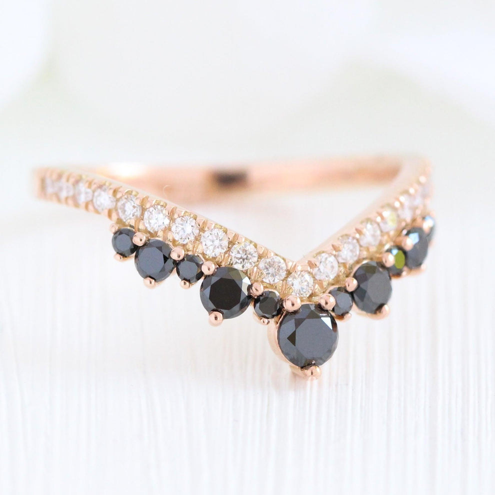 Grace’s Arc | Oval Black Diamond & Curved Band Bridal Set 2pcs.