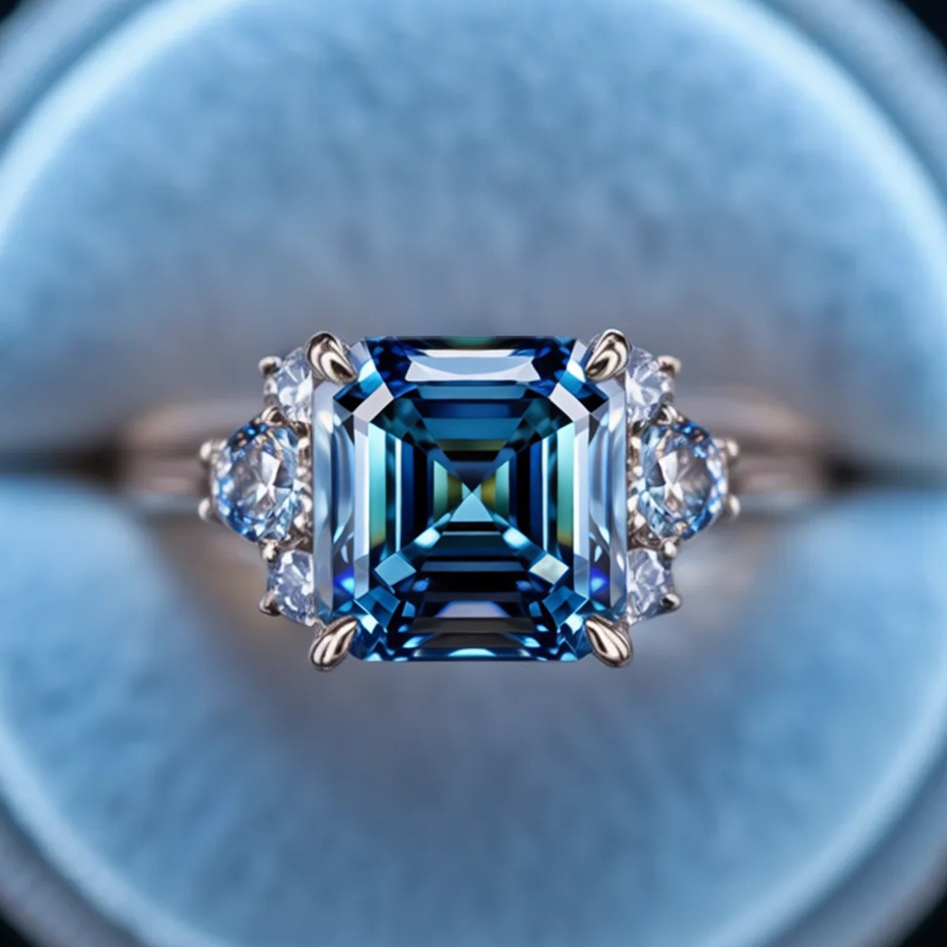 Seren's Lumen | Asscher Cut Blue Starry Ring