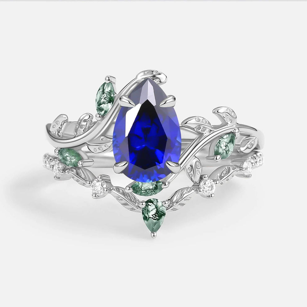 Daphne’s Vine | Pear Cut Moss Agate Bridal Set 2pcs.
