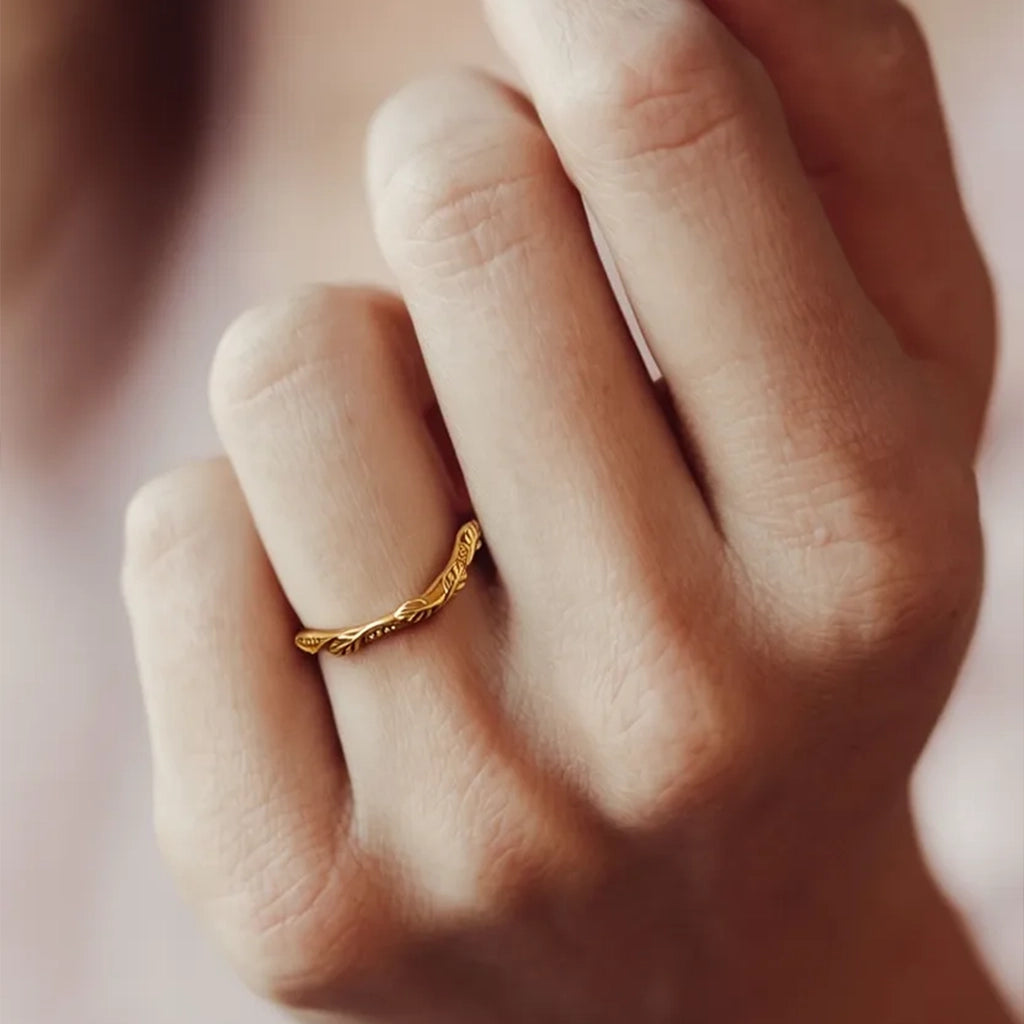 The Intertwined Wedding Set – Sandblasted Branch & Curved Vine Bands.