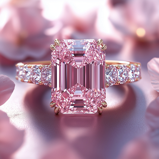 Camilla 3CT Emerald Cut Pink Moissanite Ring