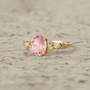 Aurora’s Blush | Sparkle Cut Pink Sapphire Leaf Engagement Ring.