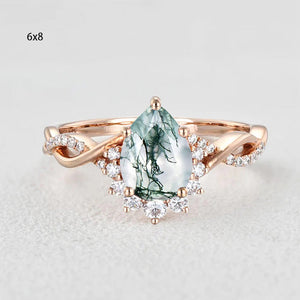 Barbara’s Grove | Pear Moss Agate Infinity Engagement Ring