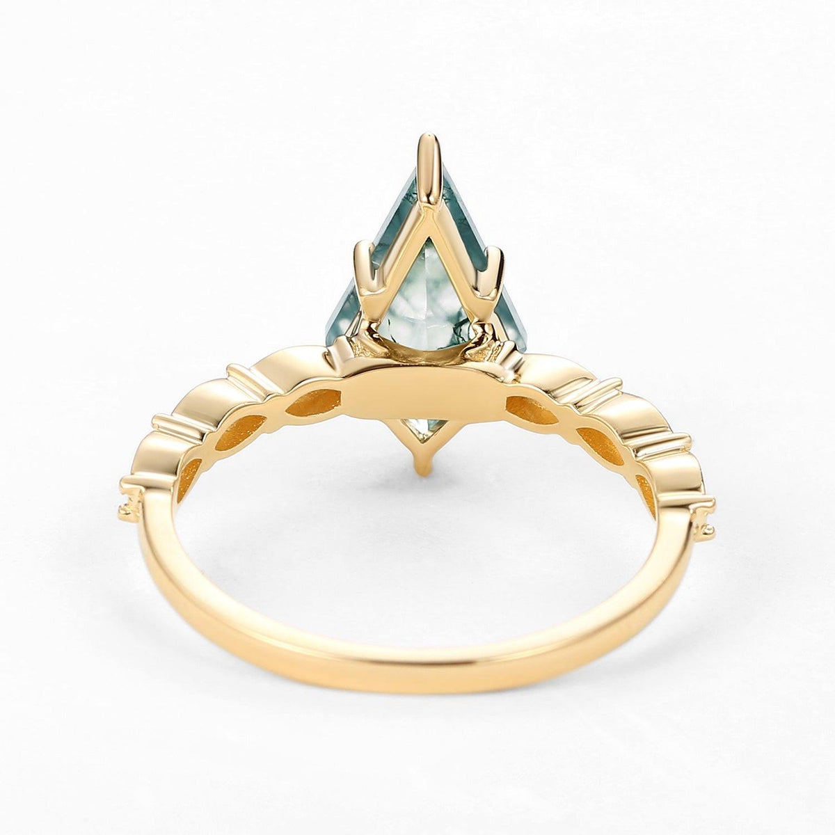 Kite Cut Moss Agate Rose Gold Ring.
