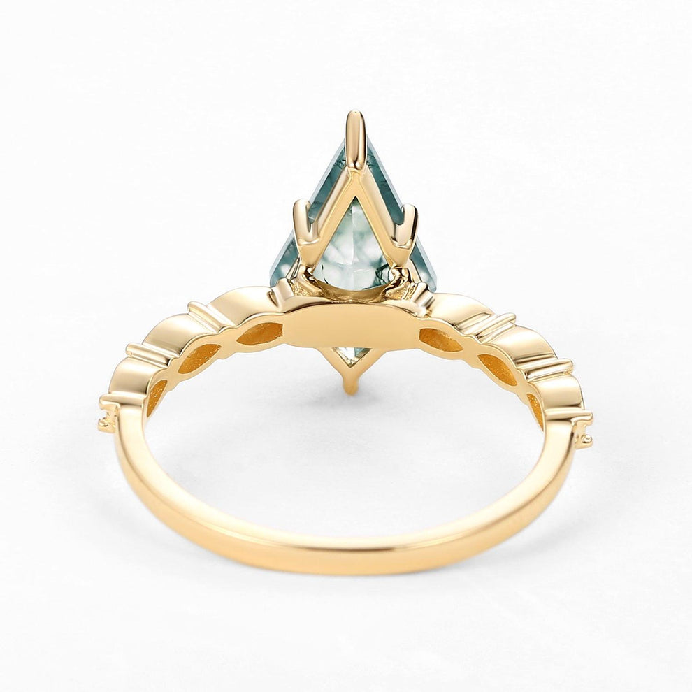 Kite Cut Moss Agate Rose Gold Ring.