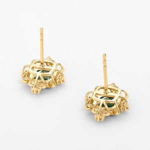 Cushion Cut Moss Agate & Moissanite Leafy Studs Set 2pcs.