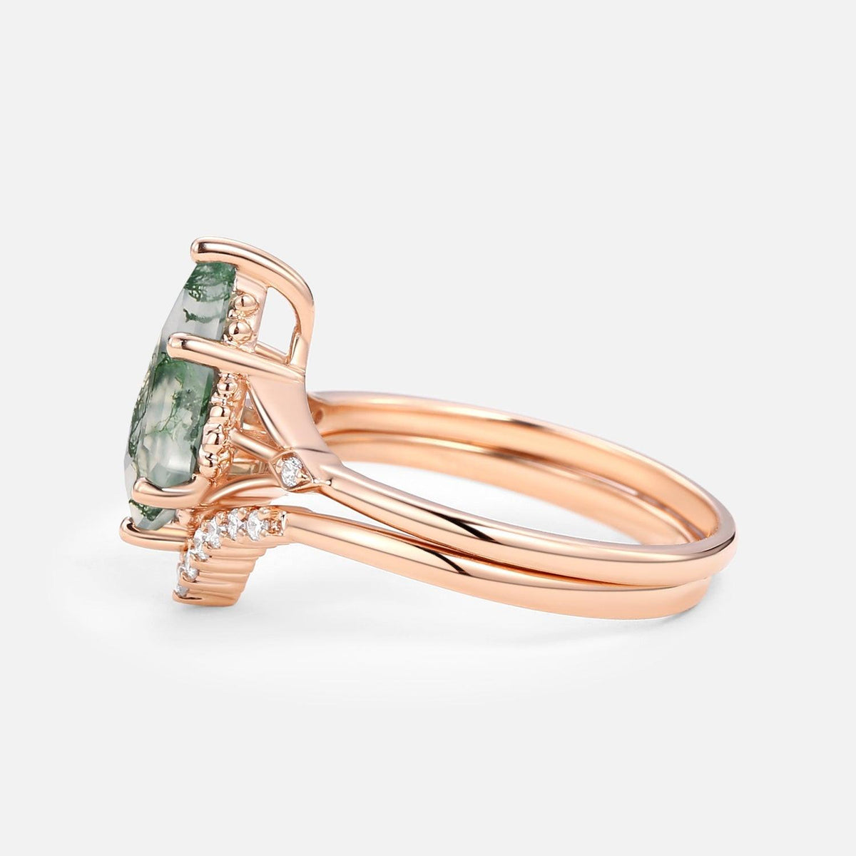 Celia’s Uniqueness | Classic Kite Cut Moss Agate Bridal Set 2pcs.