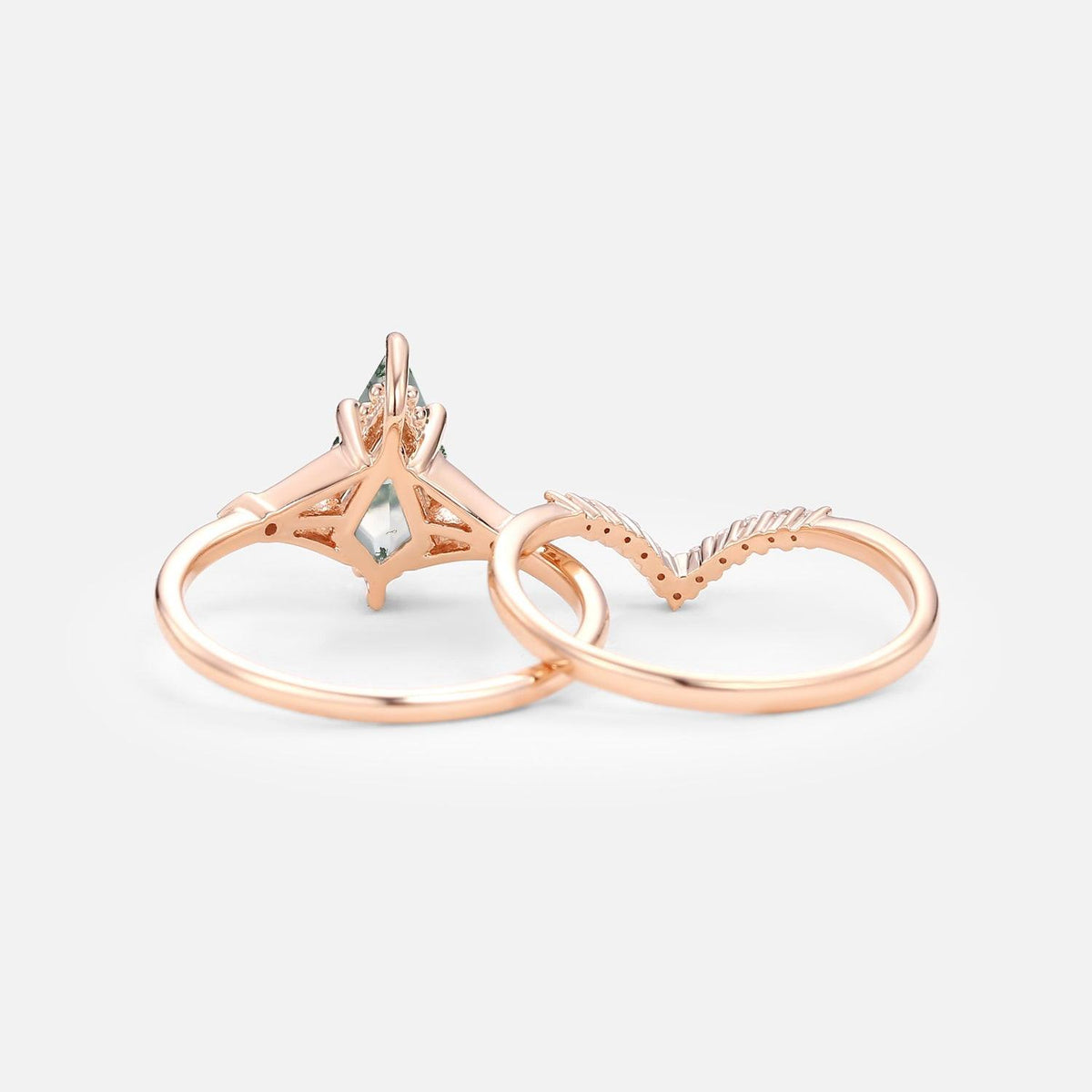 Celia’s Uniqueness | Classic Kite Cut Moss Agate Bridal Set 2pcs.