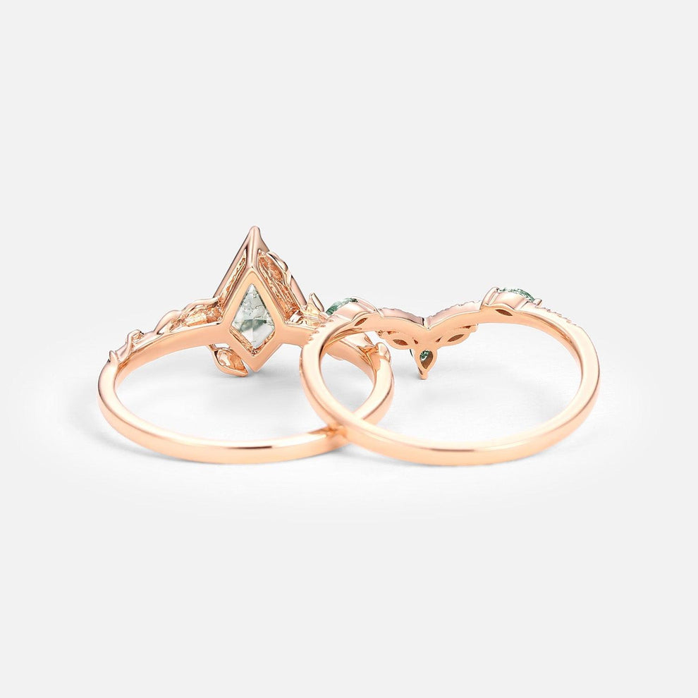 Flora’s Lark | Kite Cut Moss Agate Leafy Bridal Set 2pcs.
