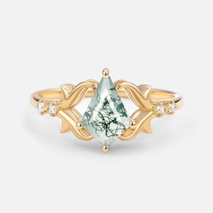 Sylvie’s Tendril | Kite Cut Moss Agate Engagement Ring.