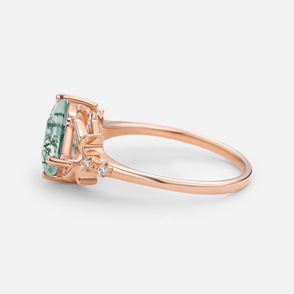 Sylvie’s Tendril | Kite Cut Moss Agate Engagement Ring.