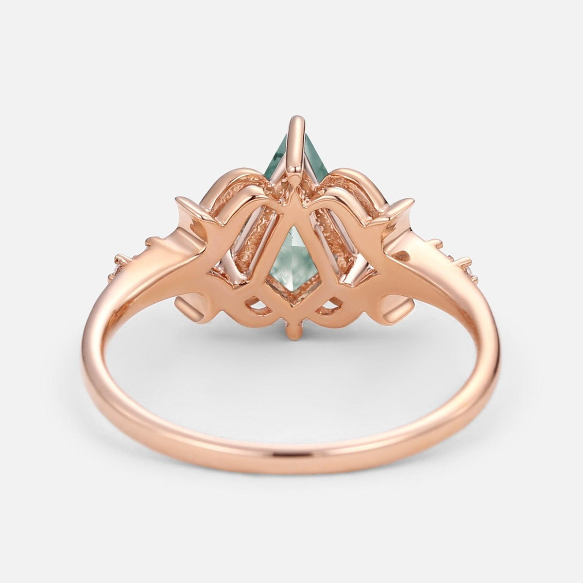 Sylvie’s Tendril | Kite Cut Moss Agate Engagement Ring.