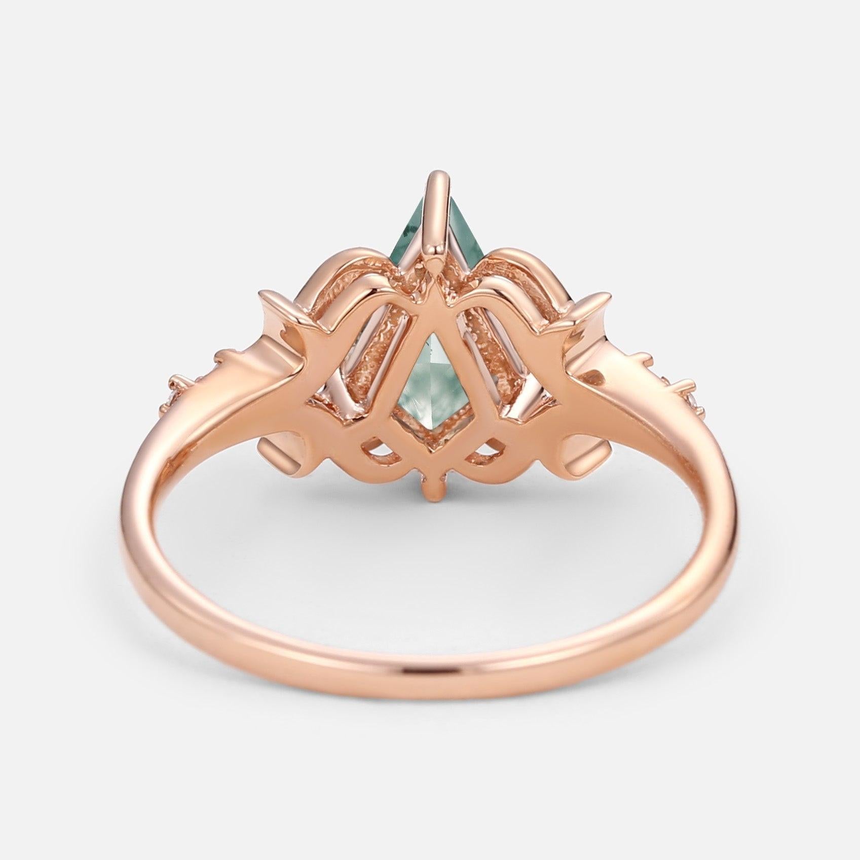Sylvie’s Tendril | Kite Cut Moss Agate Engagement Ring.
